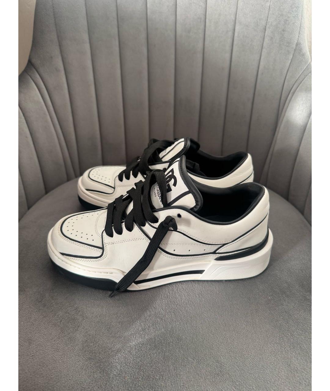 DOLCE&GABBANA Белые кожаные кроссовки, фото 3