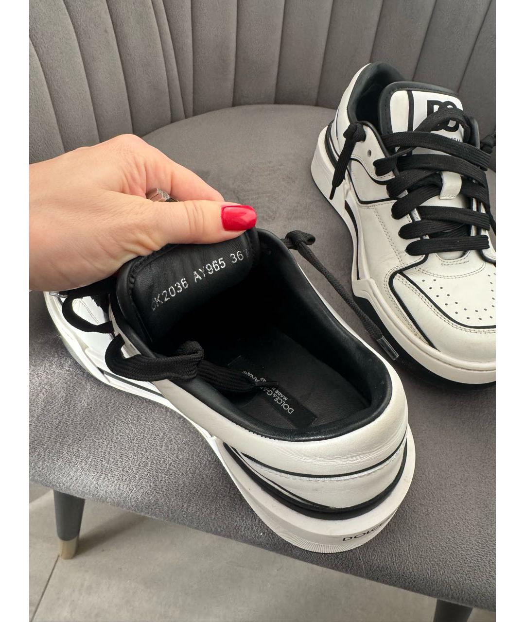 DOLCE&GABBANA Белые кожаные кроссовки, фото 5