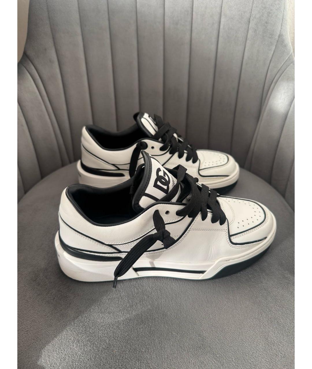DOLCE&GABBANA Белые кожаные кроссовки, фото 8