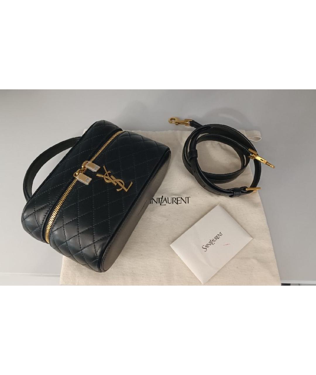 SAINT LAURENT Черная кожаная сумка через плечо, фото 5