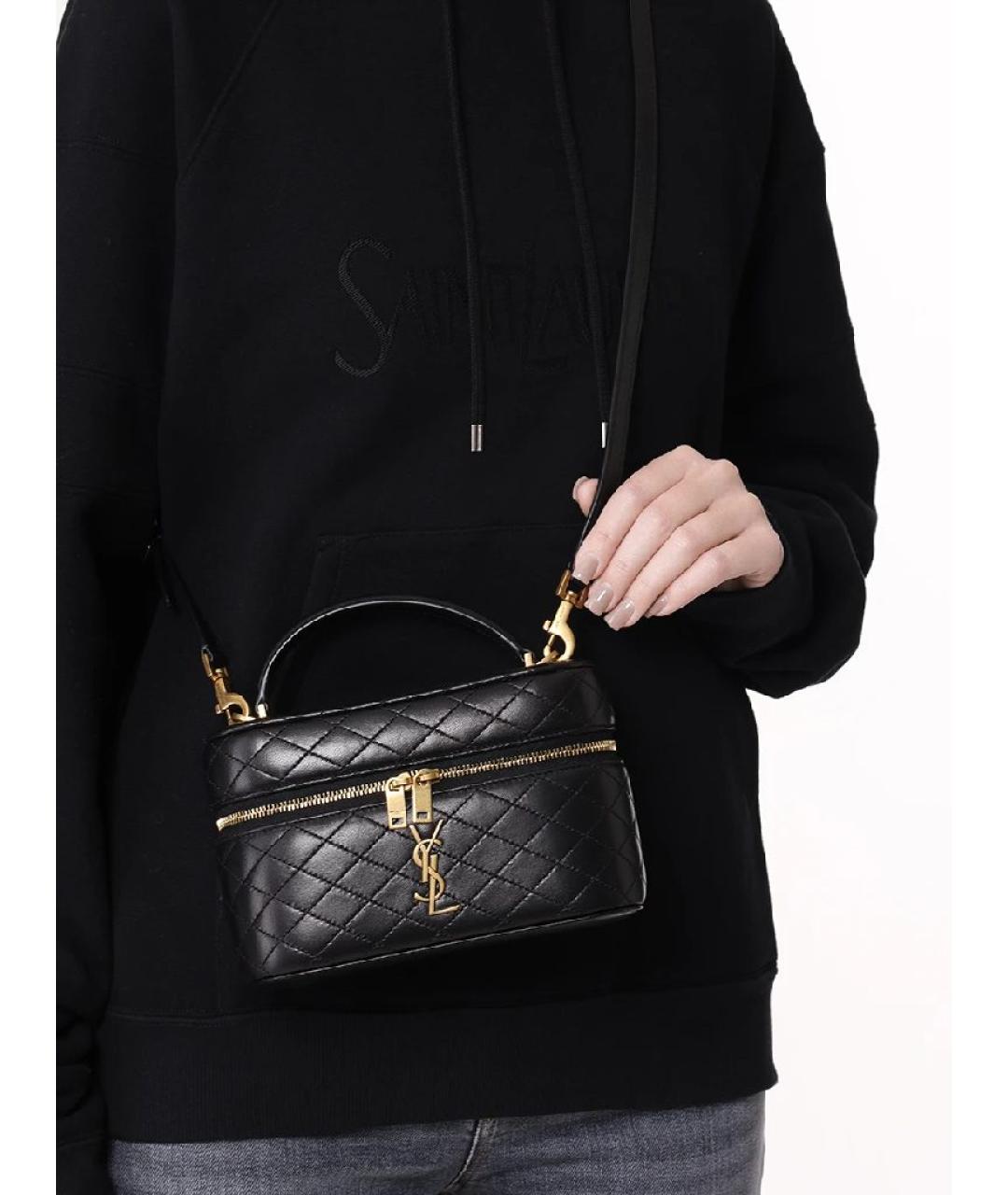 SAINT LAURENT Черная кожаная сумка через плечо, фото 6