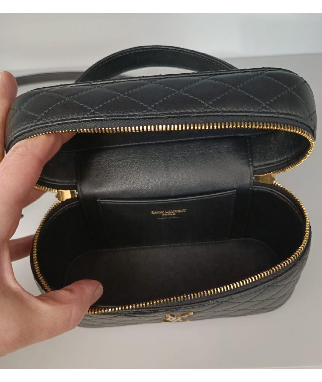 SAINT LAURENT Черная кожаная сумка через плечо, фото 4