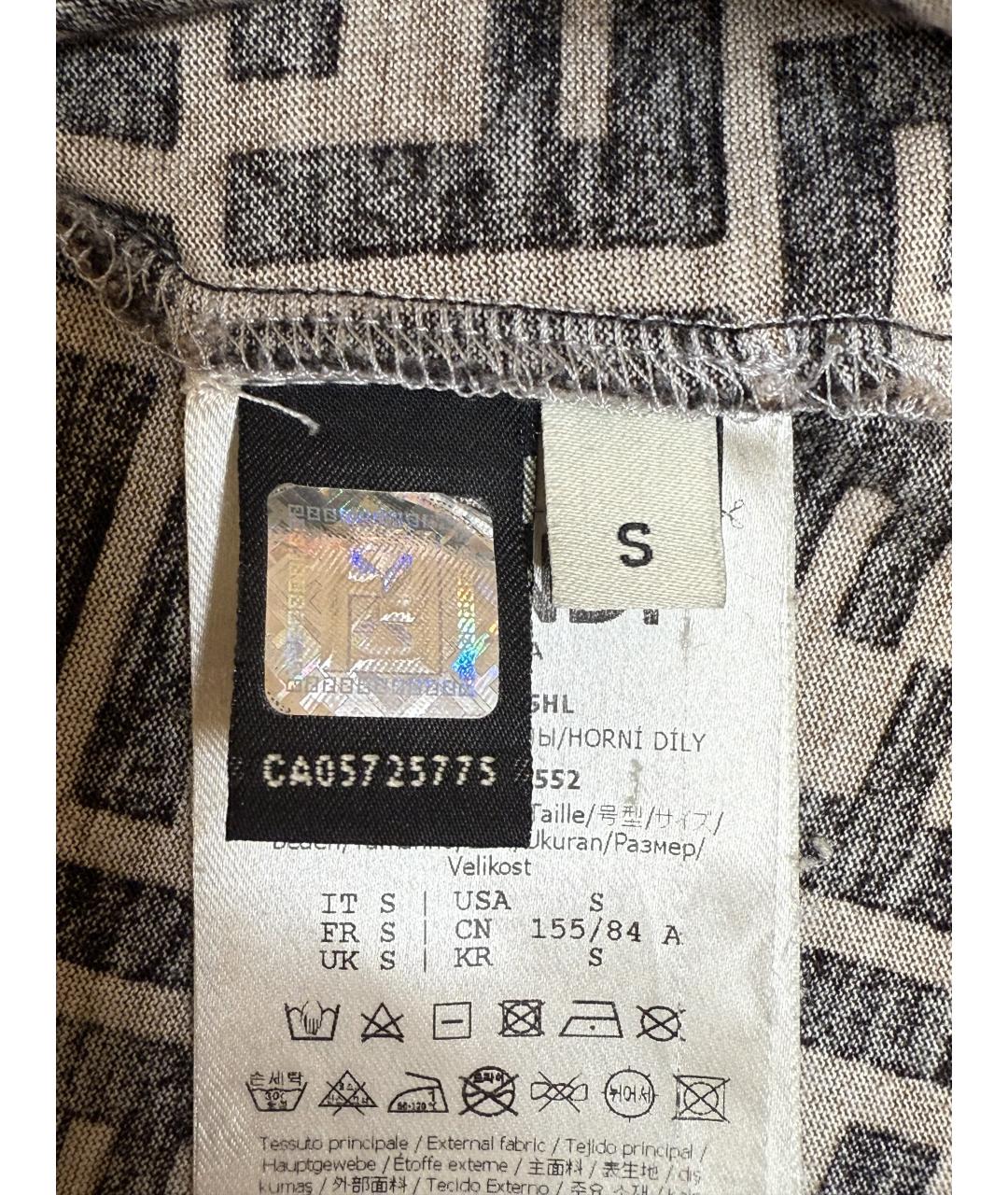 FENDI Коричневая хлопковая футболка, фото 6