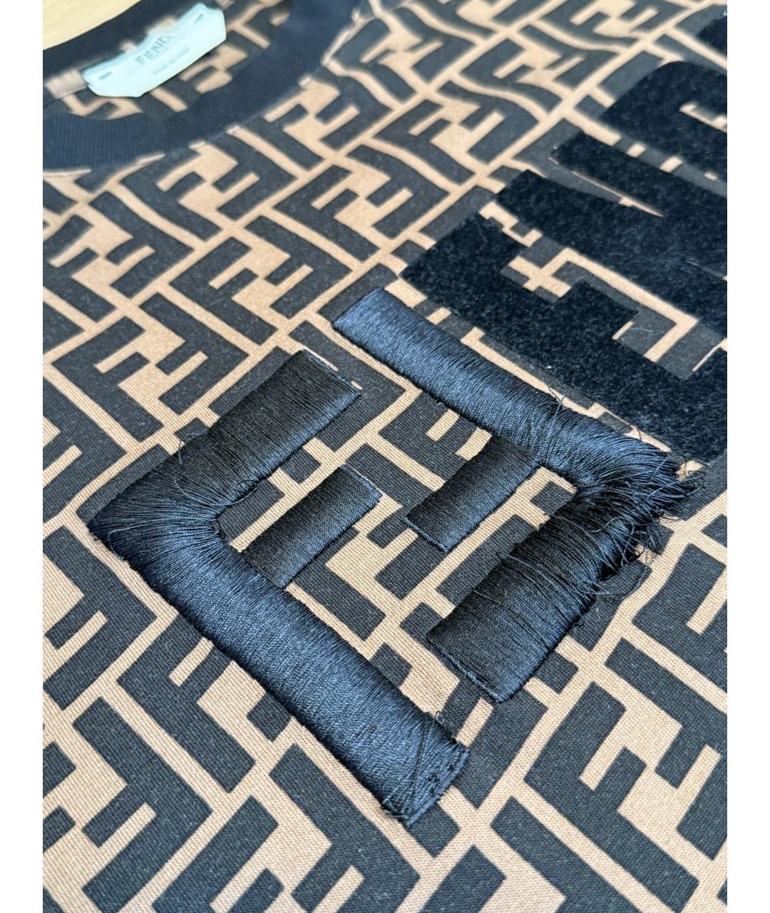 FENDI Коричневая хлопковая футболка, фото 5