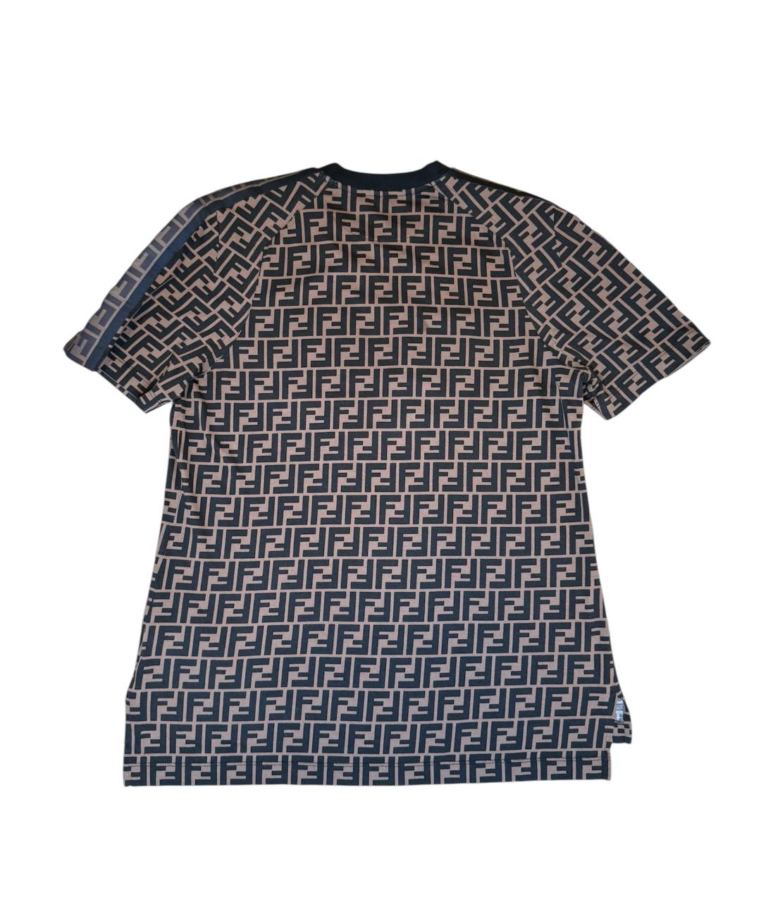 FENDI Коричневая хлопковая футболка, фото 2