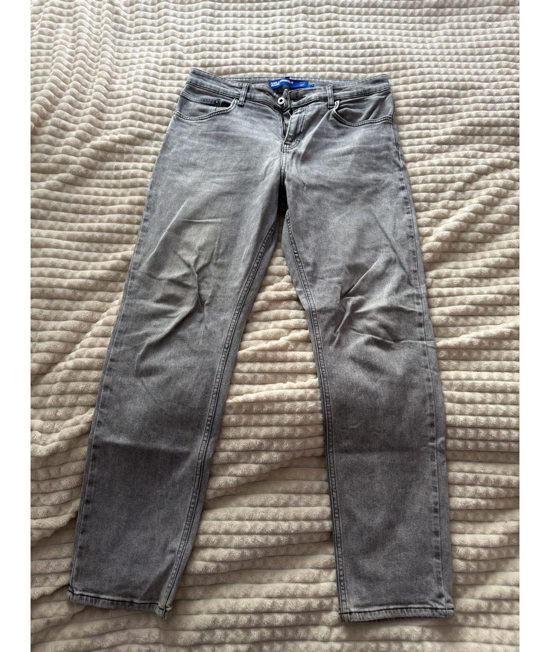 KARL LAGERFELD Серые хлопко-полиэстеровые джинсы скинни, фото 5