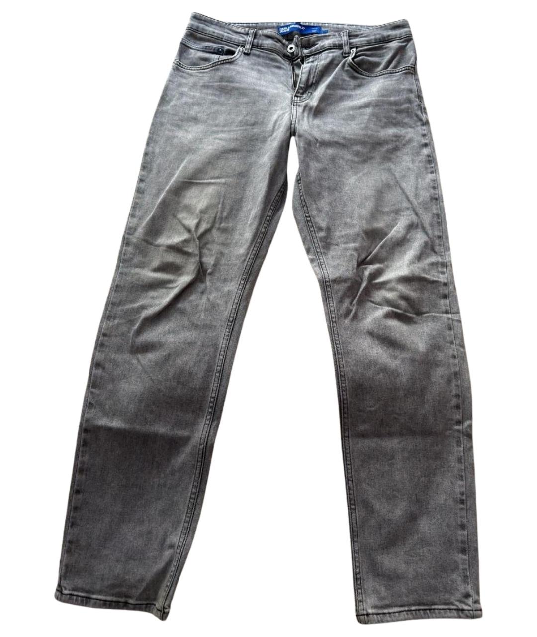 KARL LAGERFELD Серые хлопко-полиэстеровые джинсы скинни, фото 1