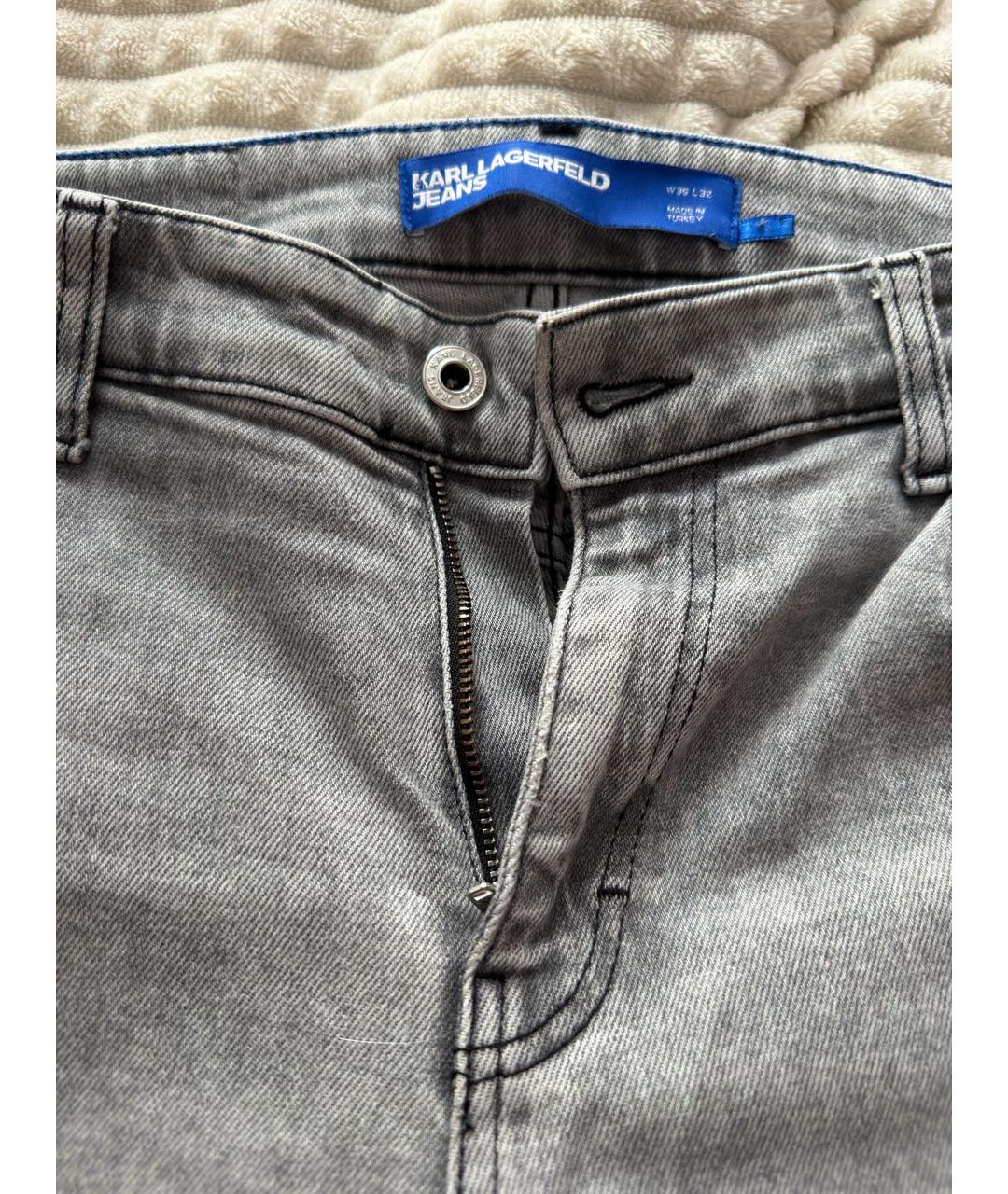 KARL LAGERFELD Серые хлопко-полиэстеровые джинсы скинни, фото 3