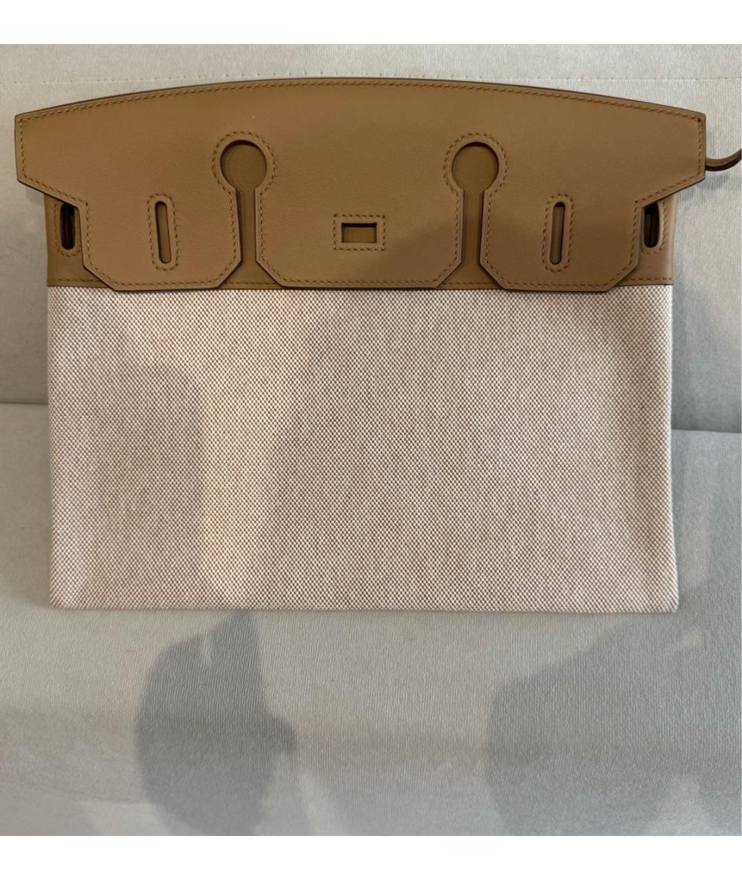 HERMES Бежевая кожаная сумка с короткими ручками, фото 5