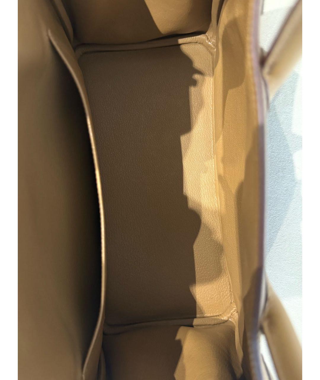 HERMES Бежевая кожаная сумка с короткими ручками, фото 4