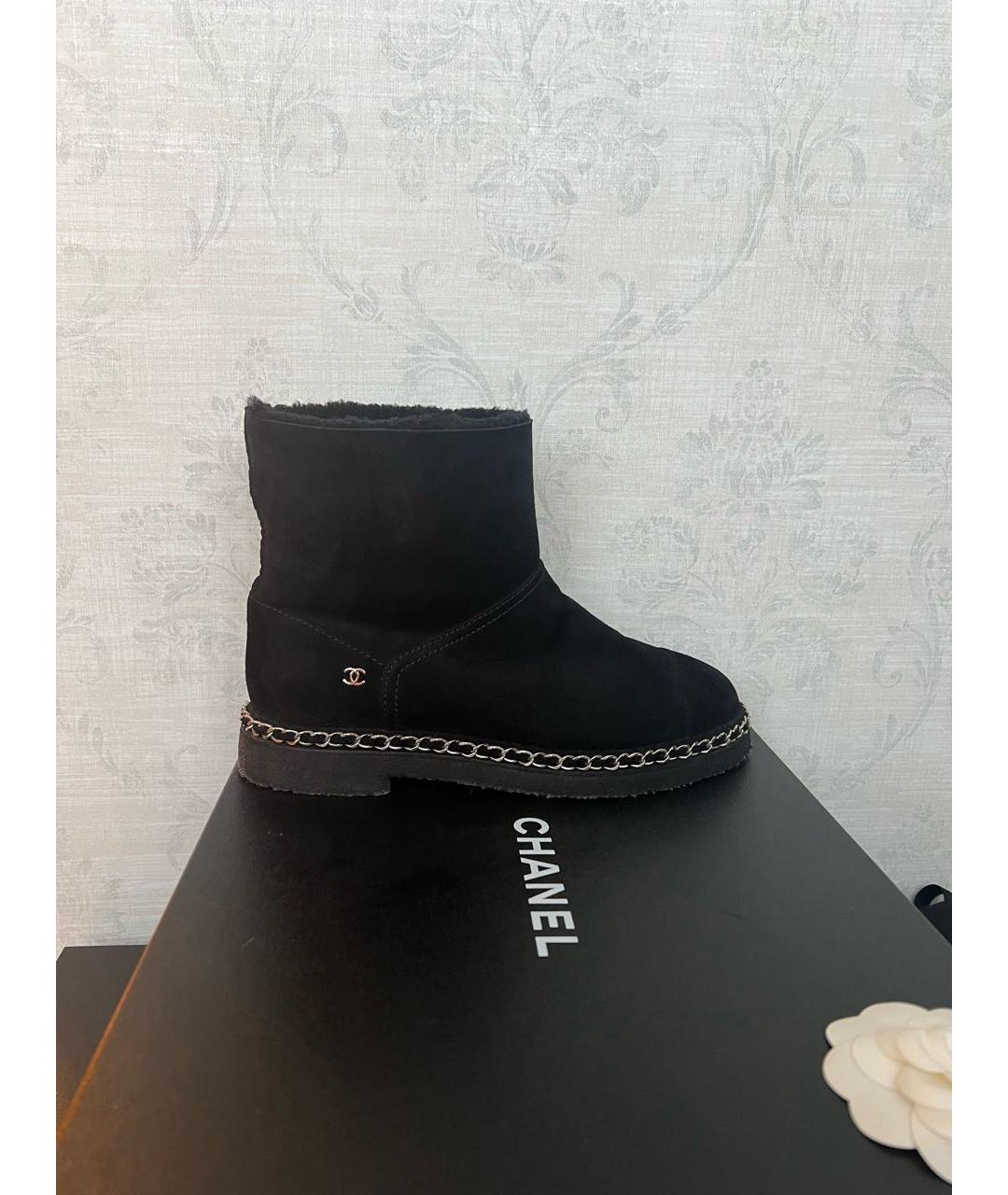 CHANEL Черные замшевые полусапоги, фото 7