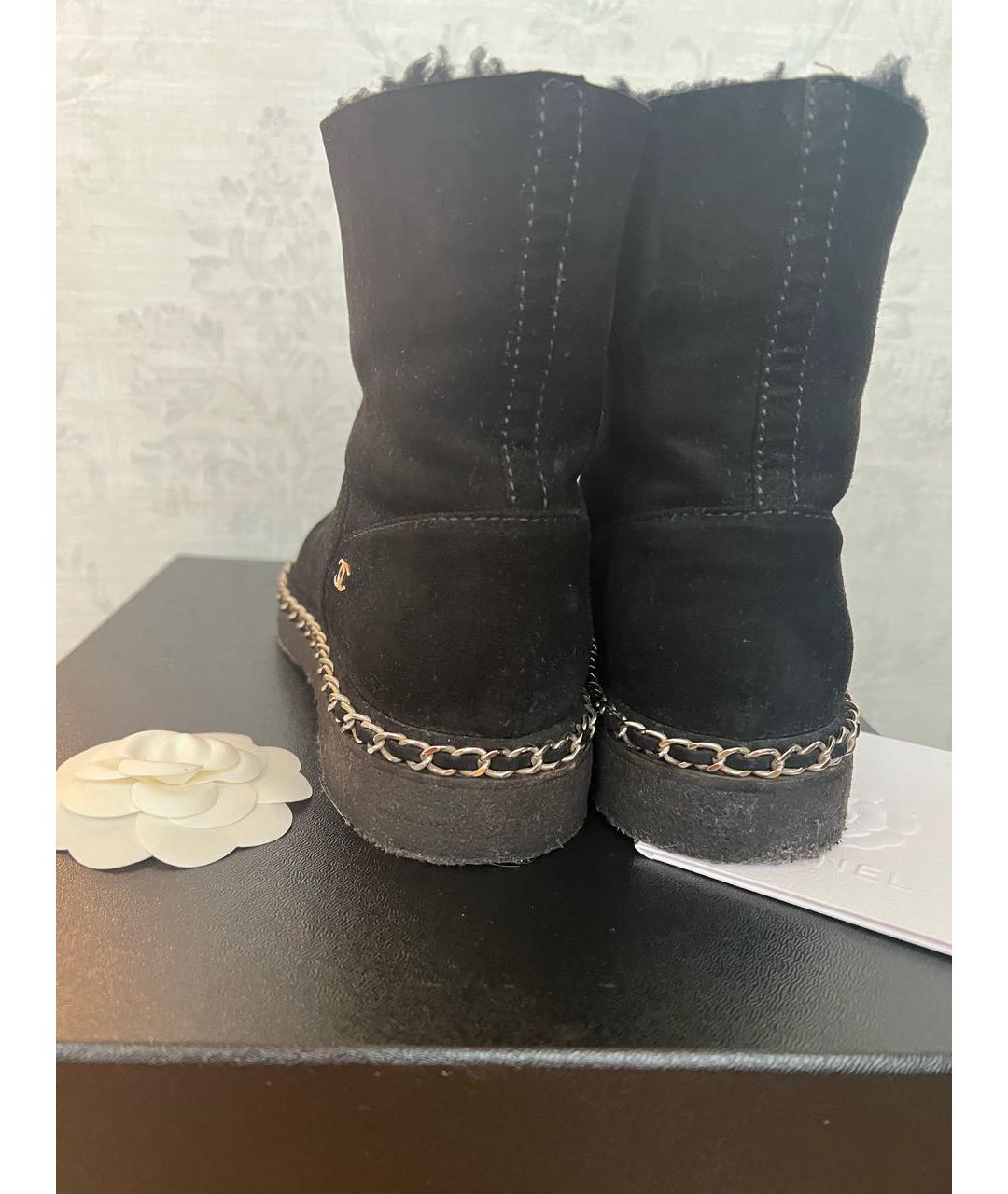CHANEL Черные замшевые полусапоги, фото 5