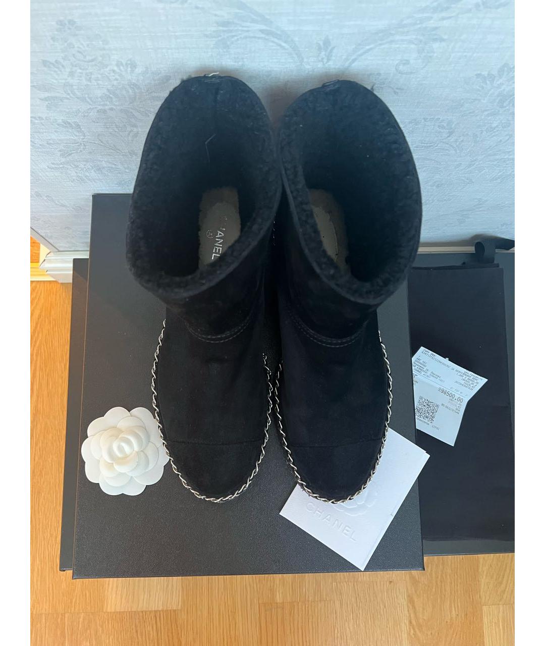 CHANEL Черные замшевые полусапоги, фото 3