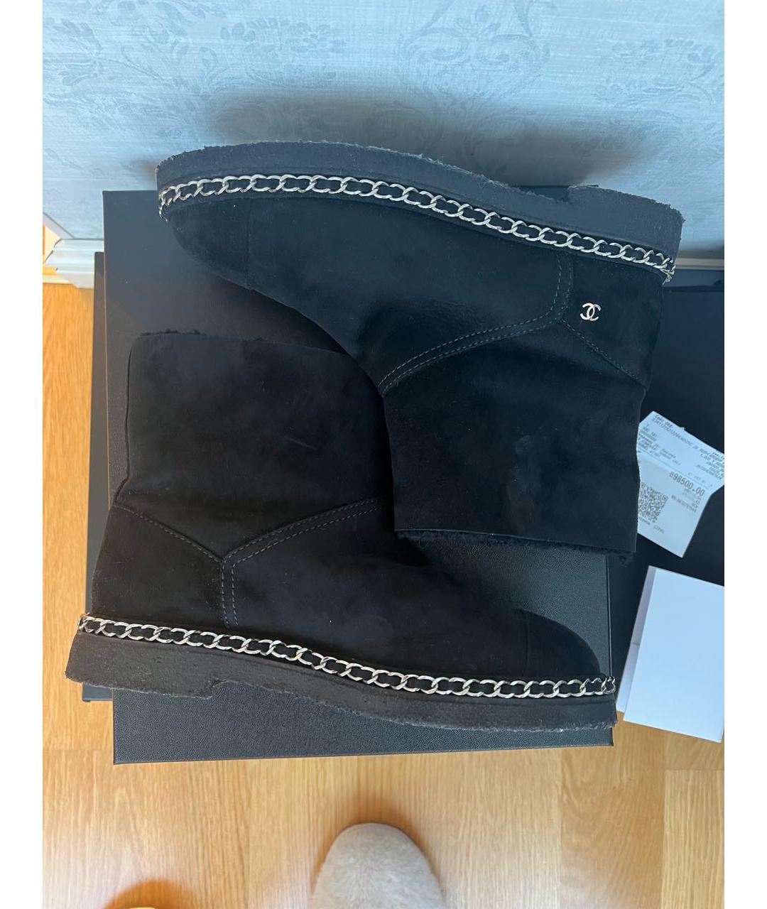CHANEL Черные замшевые полусапоги, фото 4