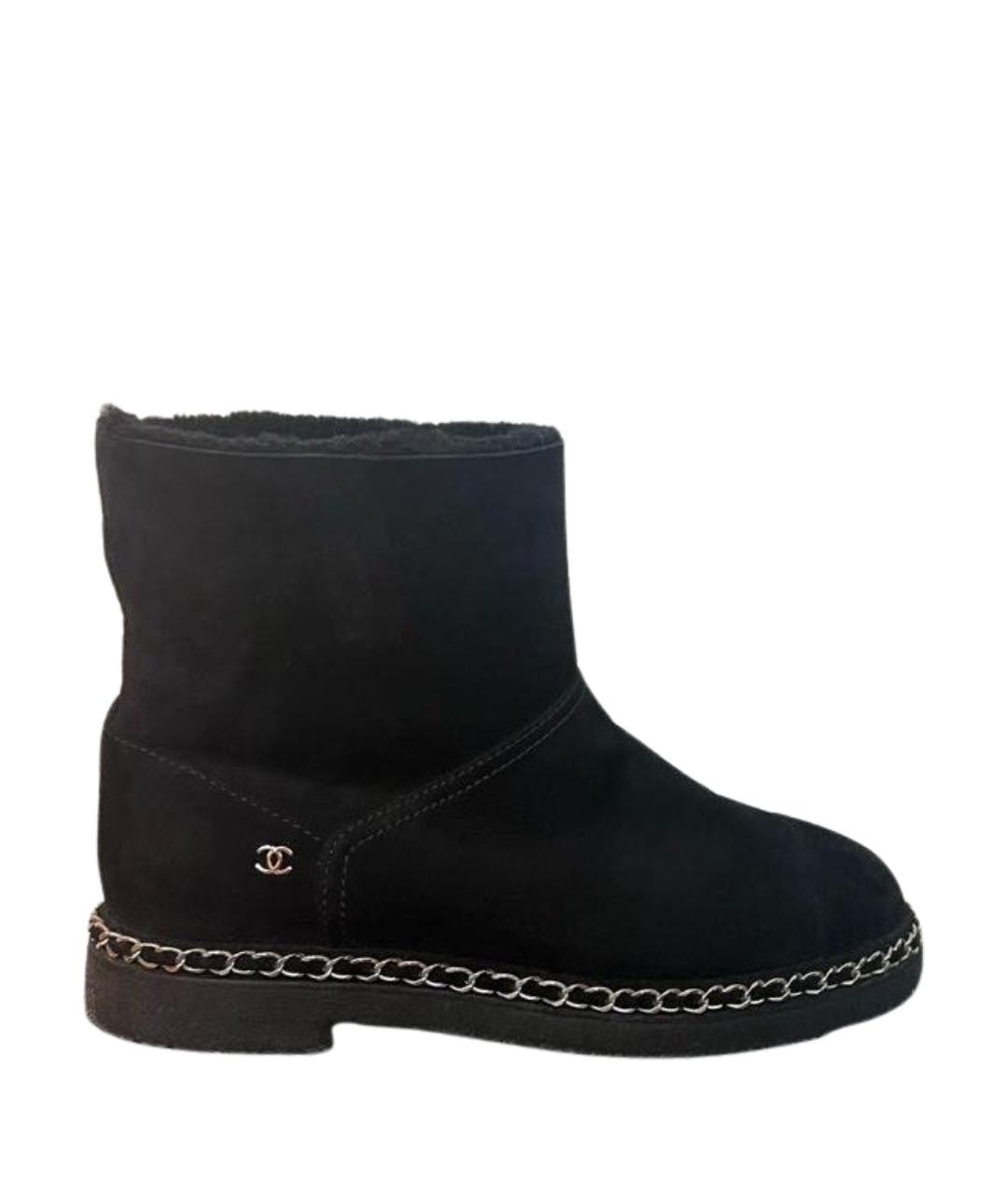 CHANEL Черные замшевые полусапоги, фото 1