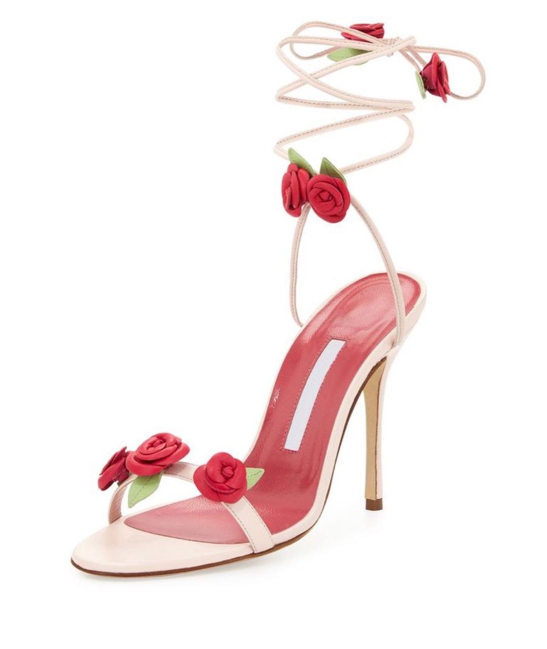 MANOLO BLAHNIK Розовые кожаные босоножки, фото 6