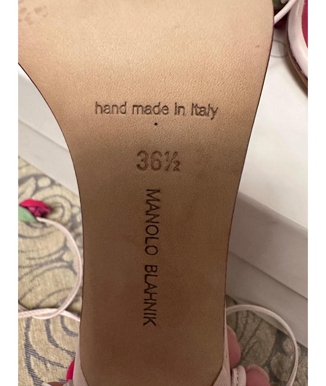 MANOLO BLAHNIK Розовые кожаные босоножки, фото 4