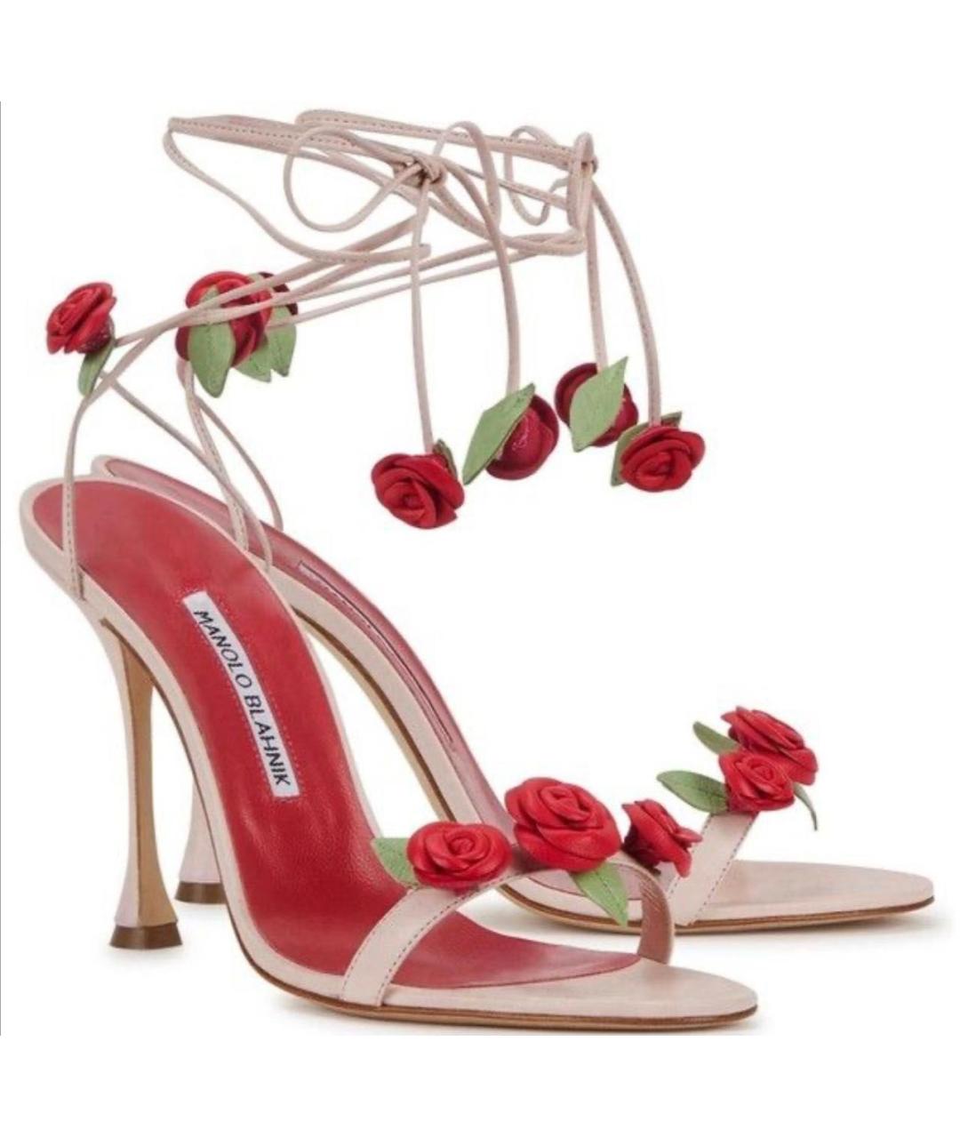 MANOLO BLAHNIK Розовые кожаные босоножки, фото 2
