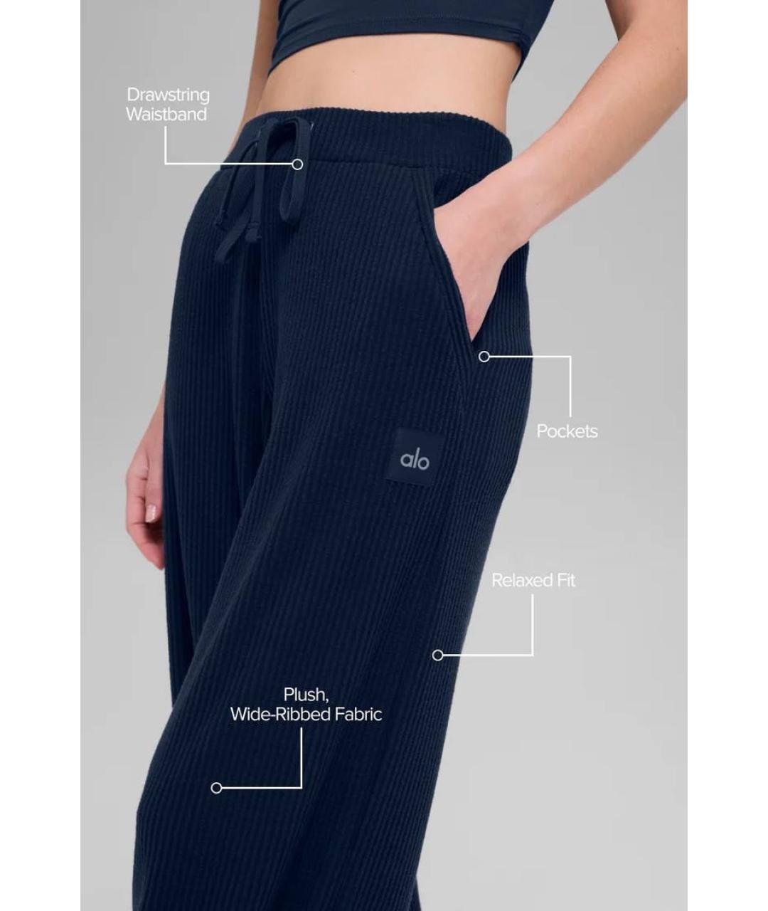 ALO YOGA Темно-синие хлопковые спортивные брюки и шорты, фото 3