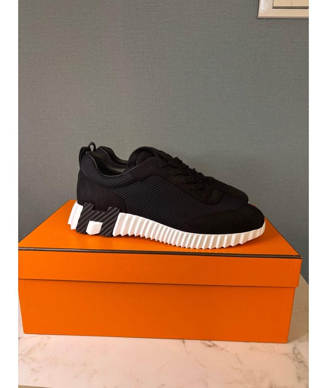 HERMES Черные текстильные кроссовки, фото 5