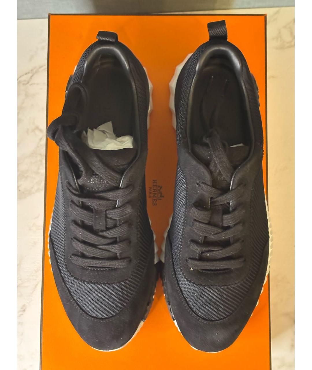 HERMES Черные текстильные кроссовки, фото 2