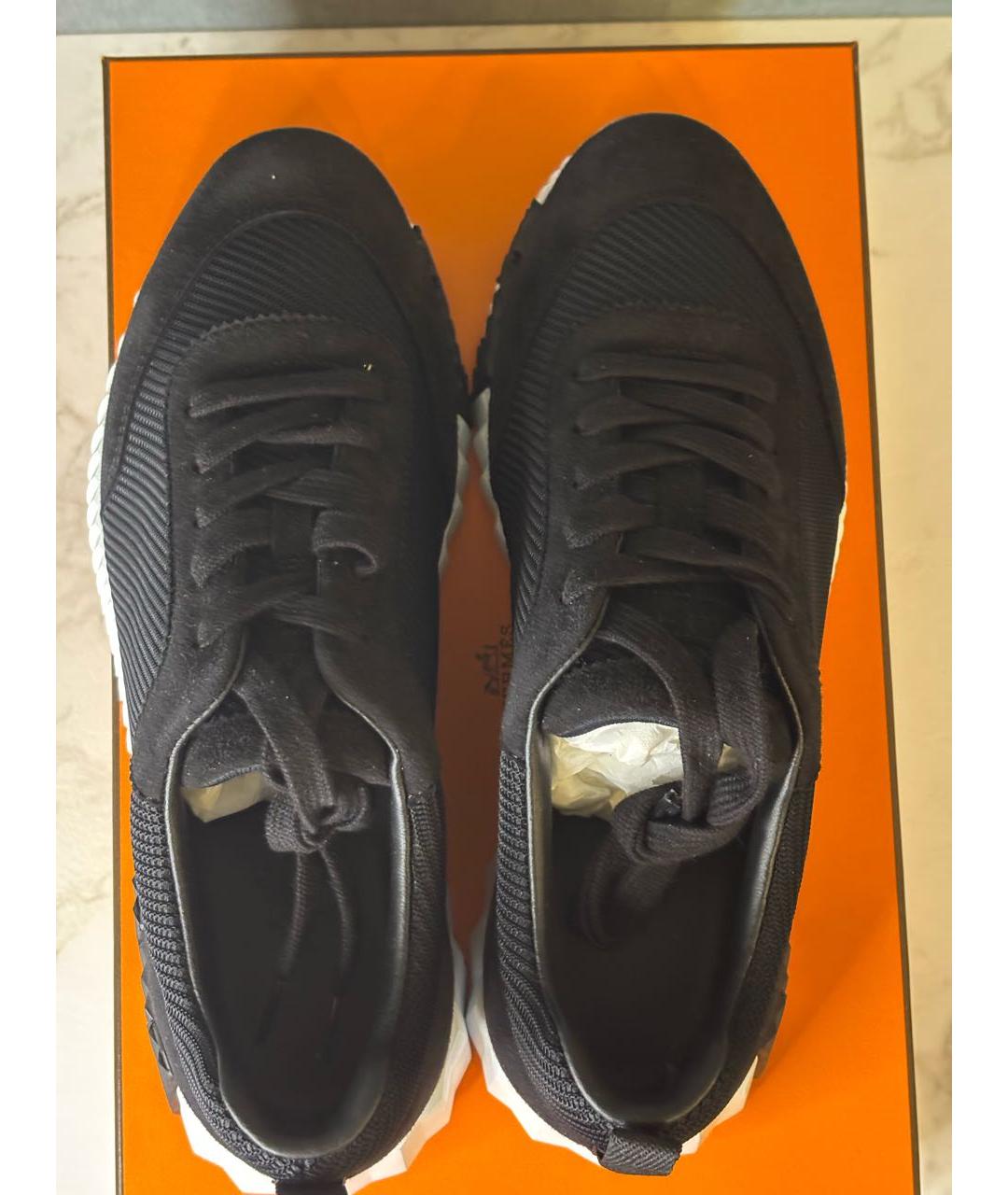 HERMES Черные текстильные кроссовки, фото 3