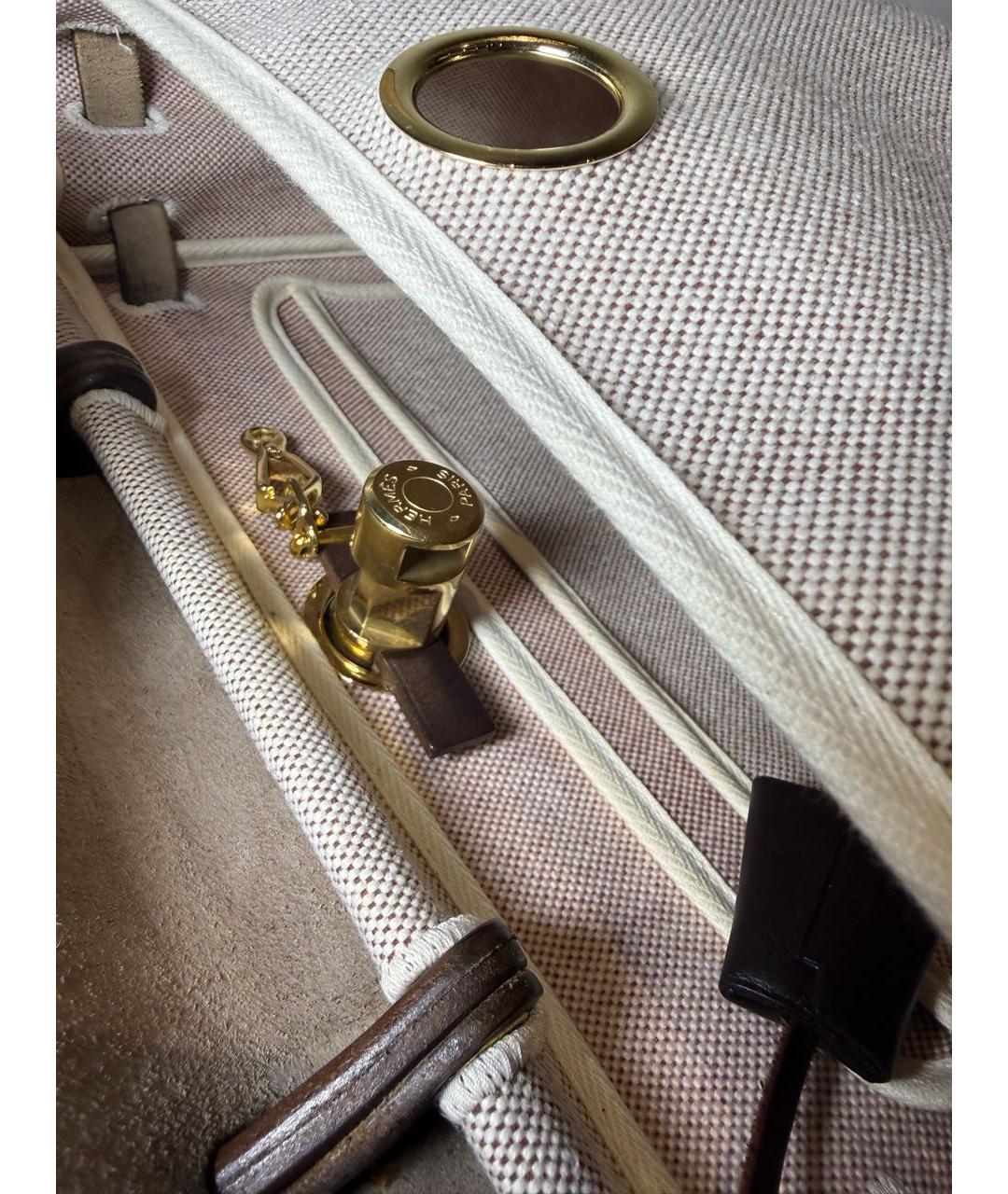 HERMES Бежевая кожаная сумка с короткими ручками, фото 5