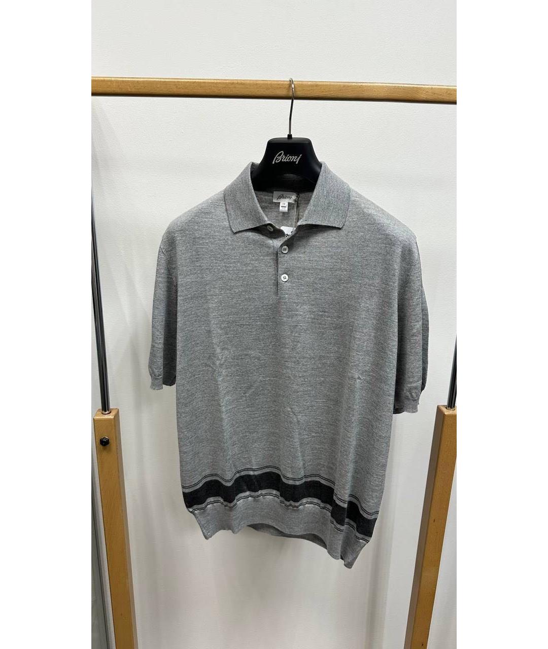 BRIONI Серое поло с коротким рукавом, фото 3