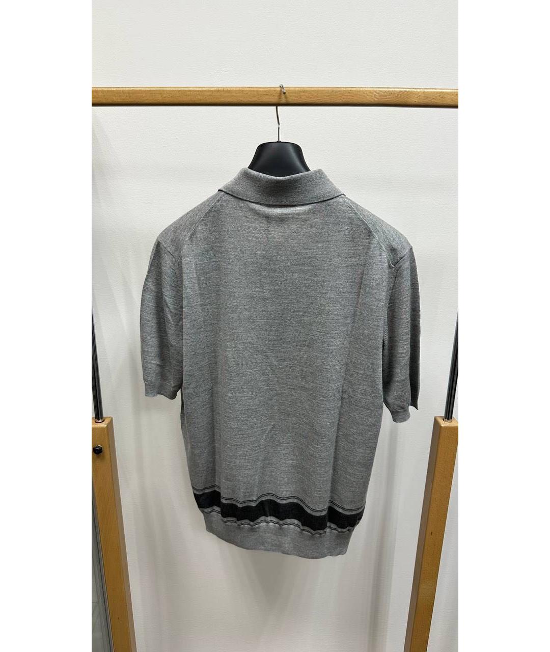 BRIONI Серое поло с коротким рукавом, фото 2