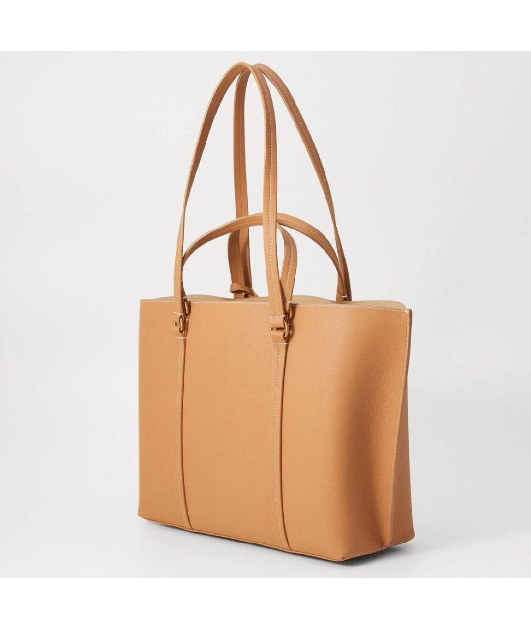 PINKO Коричневая кожаная сумка тоут, фото 2