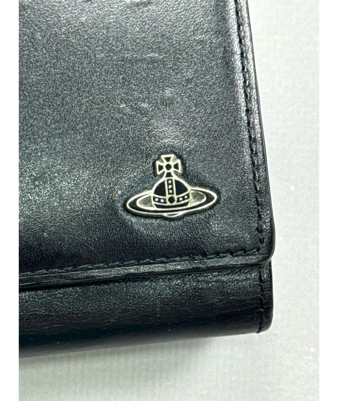 VIVIENNE WESTWOOD Черный кожаный кошелек, фото 2