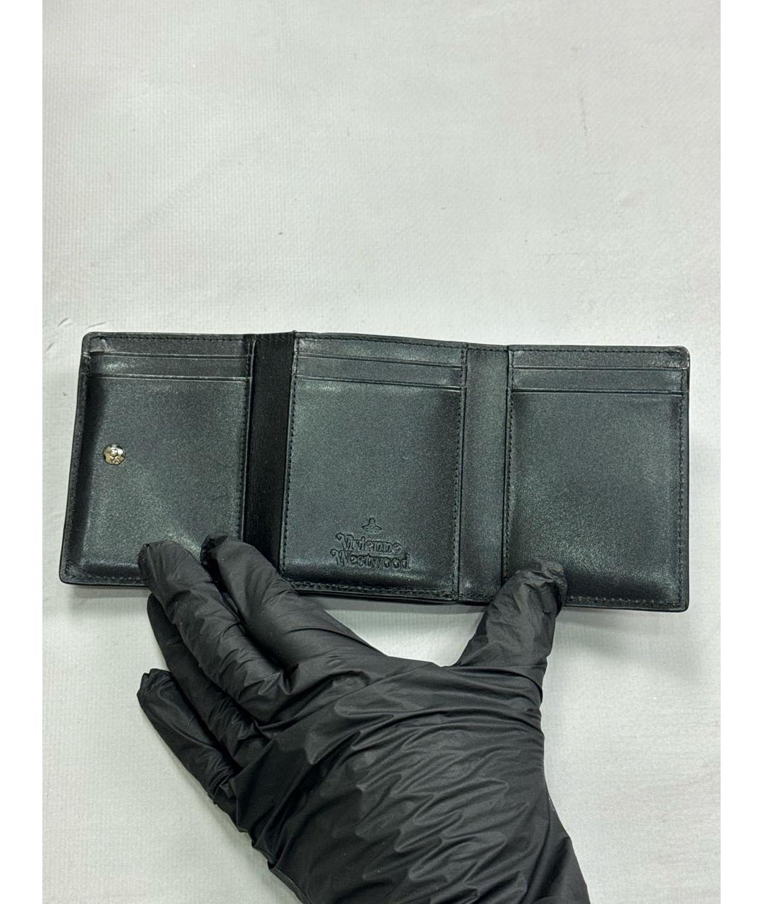 VIVIENNE WESTWOOD Черный кожаный кошелек, фото 4