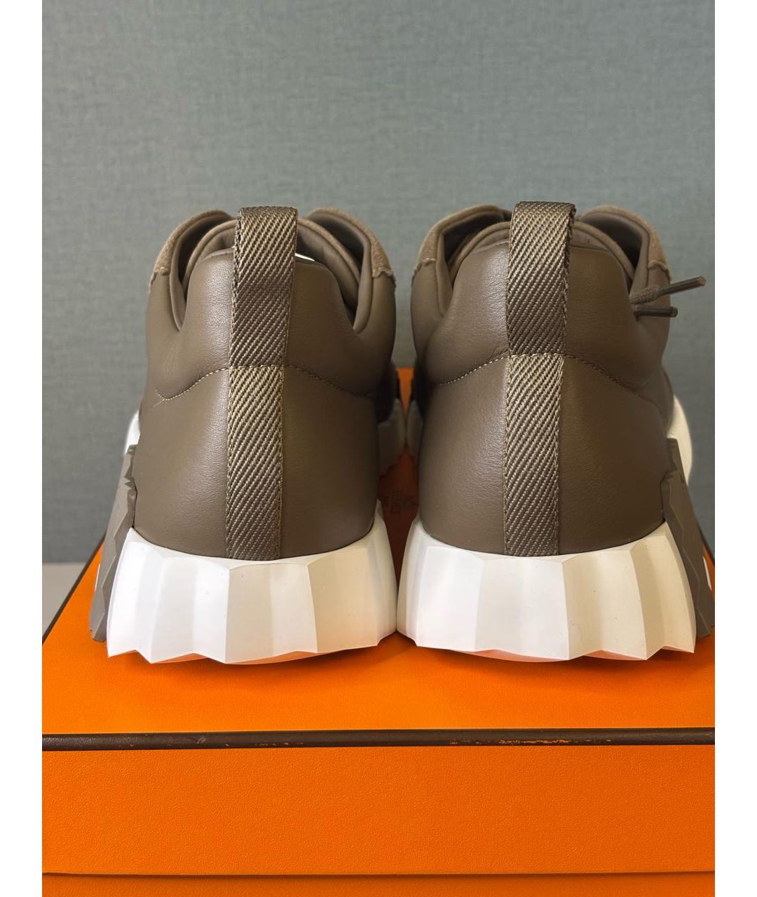 HERMES Бежевые кожаные низкие кроссовки / кеды, фото 4