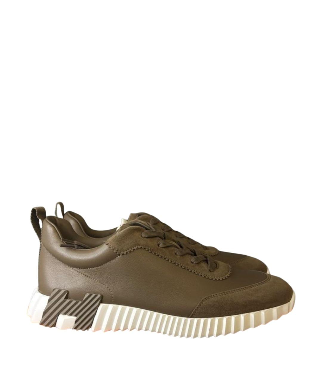 HERMES Бежевые кожаные низкие кроссовки / кеды, фото 1