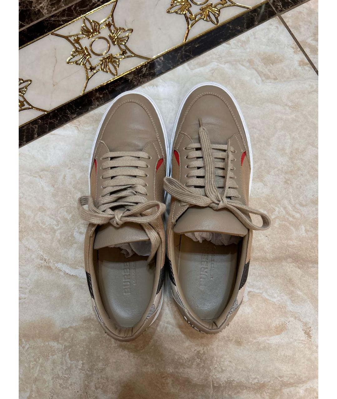 BURBERRY Бежевые кеды, фото 3