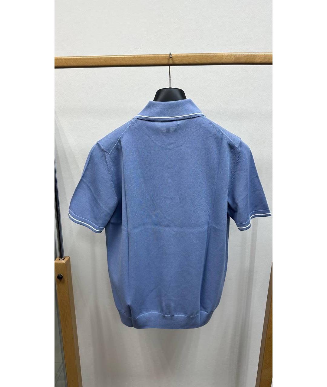 BRIONI Голубое хлопковое поло с коротким рукавом, фото 3