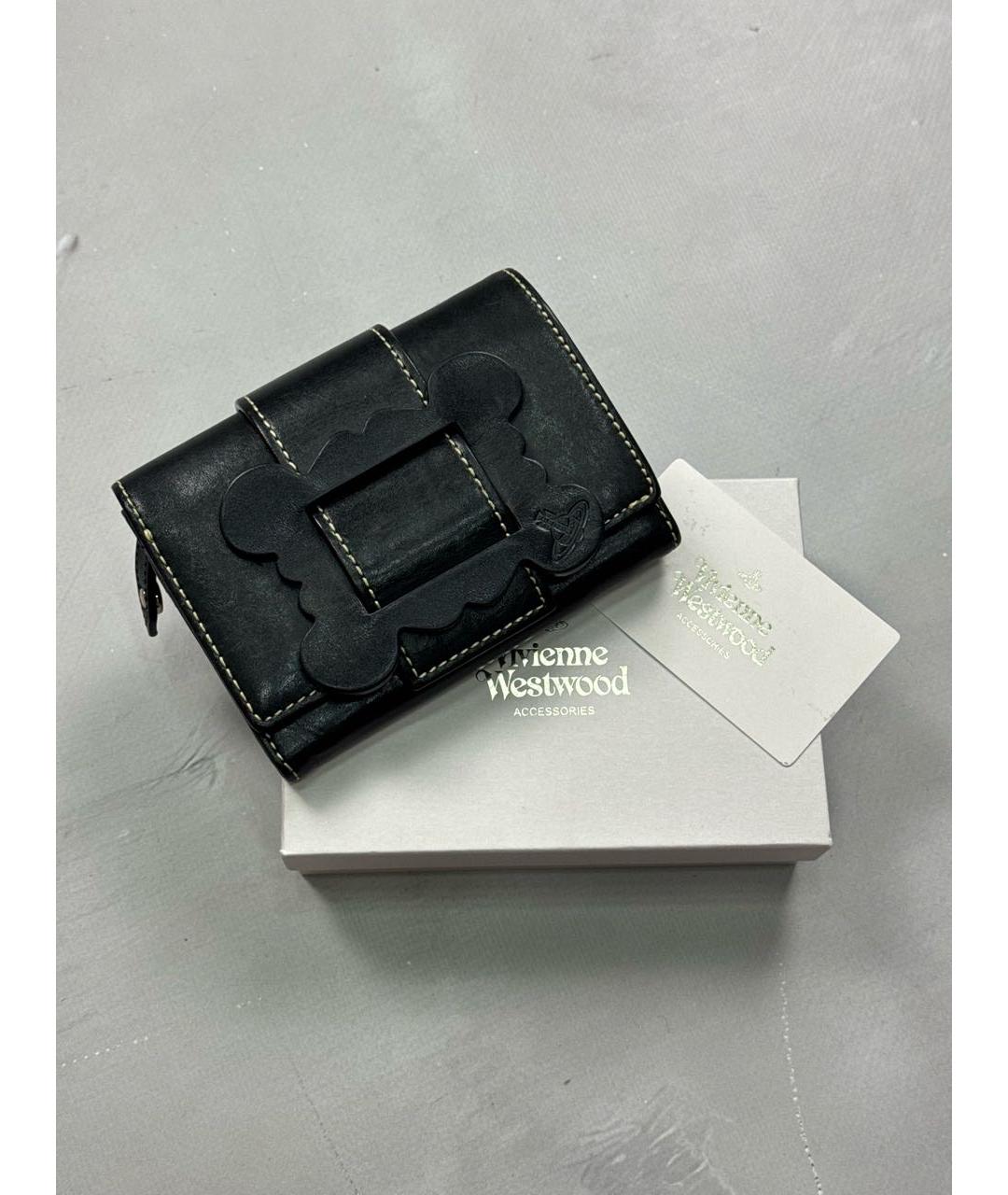 VIVIENNE WESTWOOD Черный кожаный кошелек, фото 2