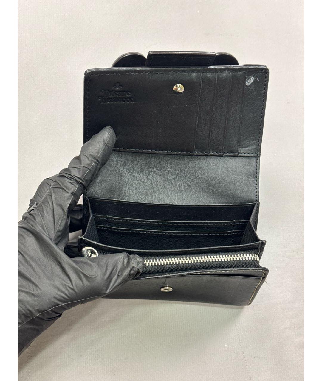 VIVIENNE WESTWOOD Черный кожаный кошелек, фото 4