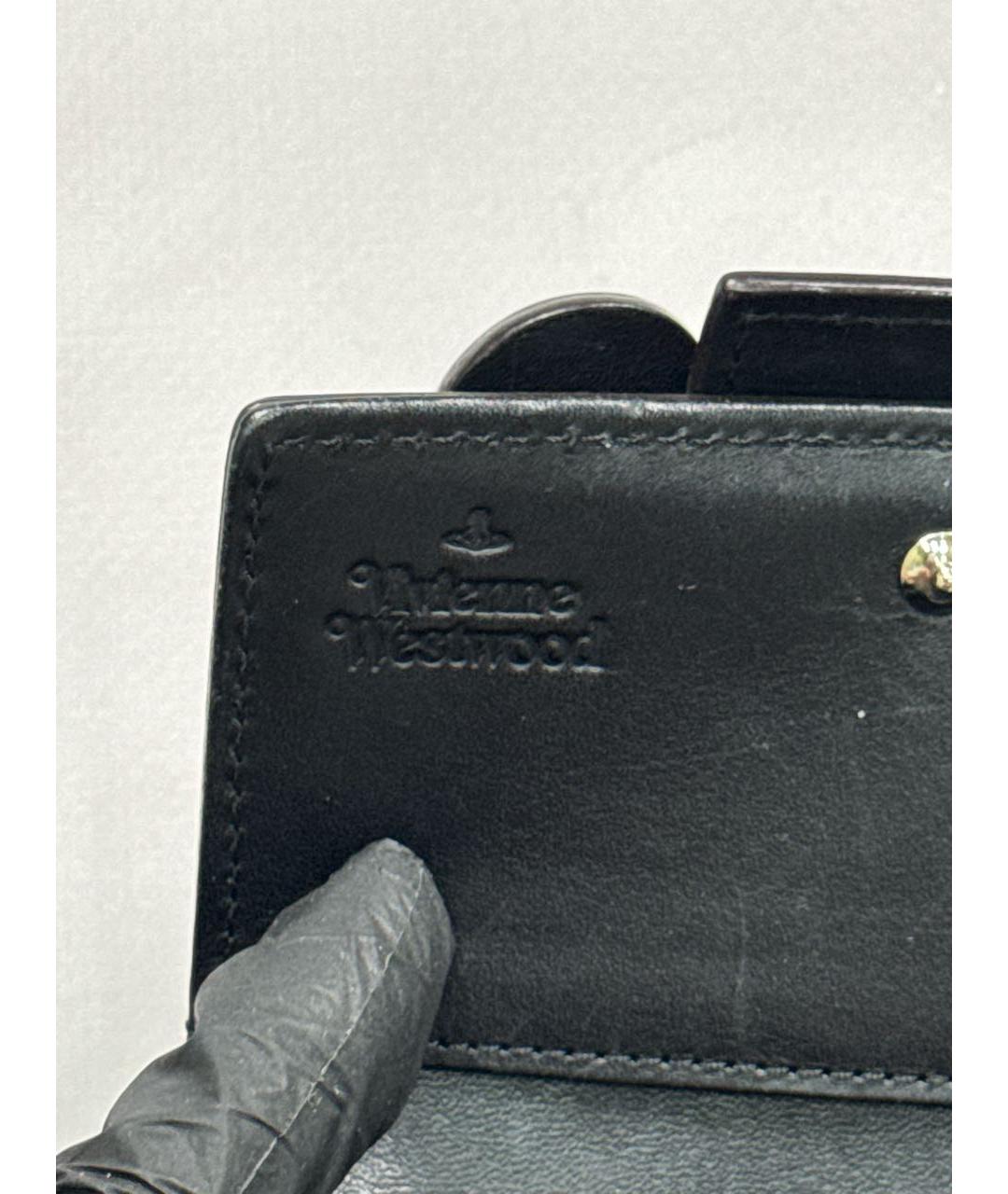VIVIENNE WESTWOOD Черный кожаный кошелек, фото 6