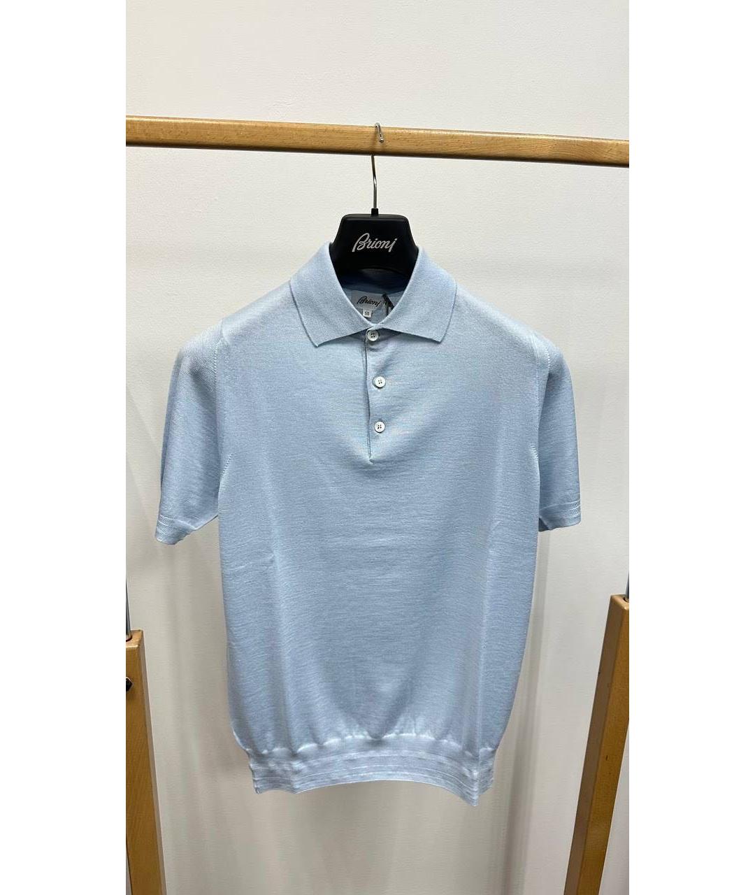 BRIONI Голубое поло с коротким рукавом, фото 3