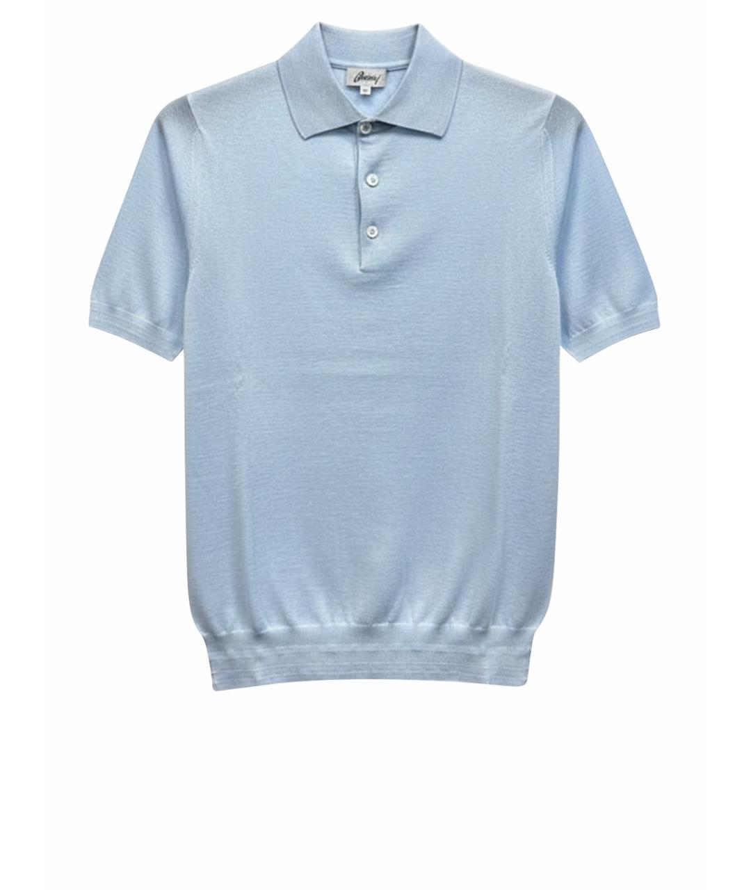 BRIONI Голубое поло с коротким рукавом, фото 1