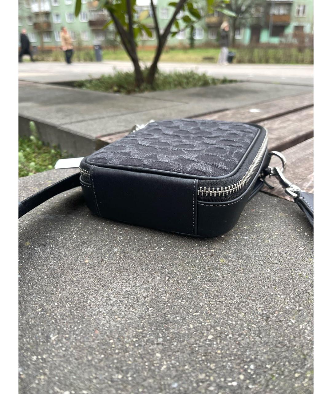 COACH Черная кожаная барсетка, фото 4