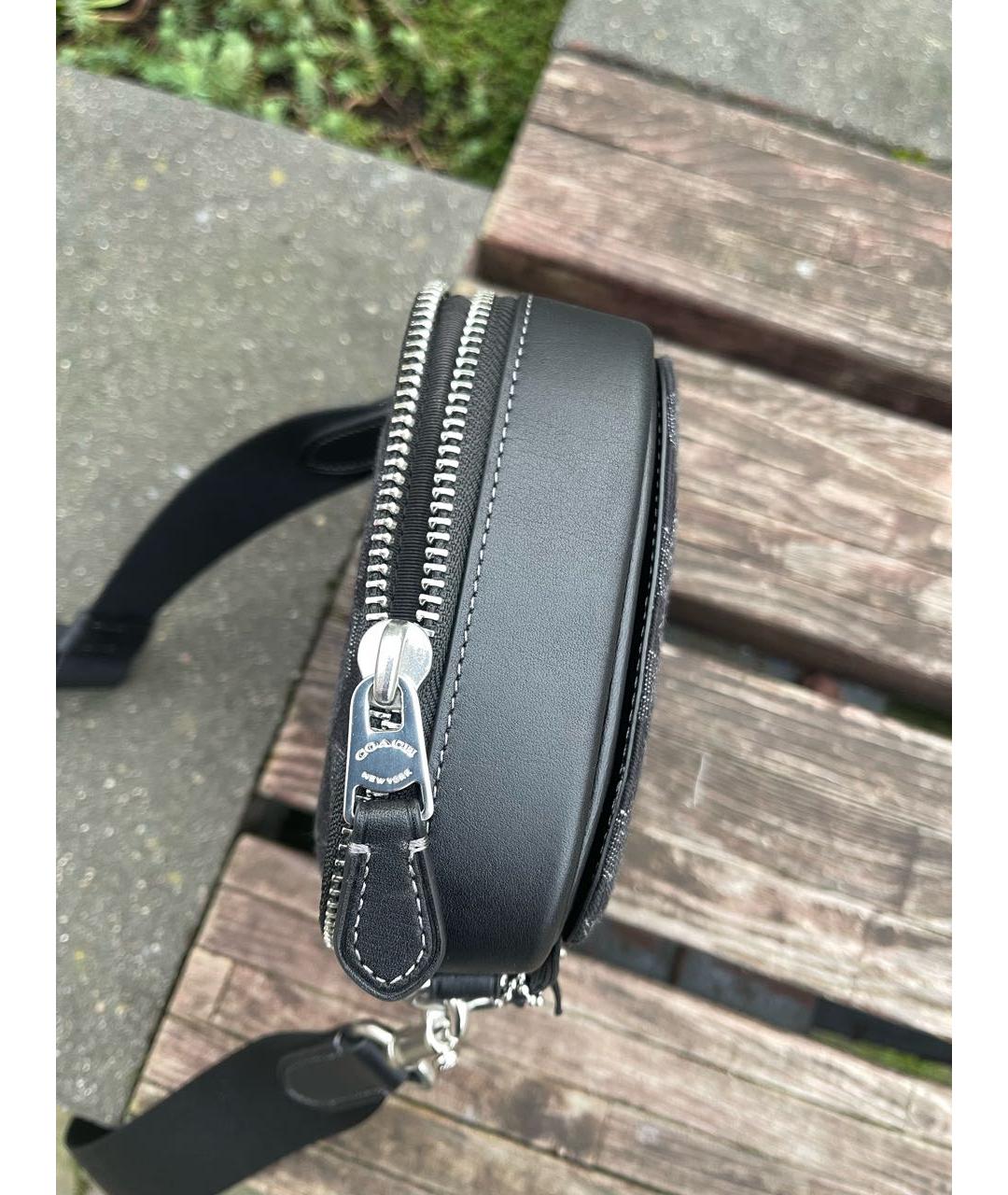 COACH Черная кожаная барсетка, фото 6