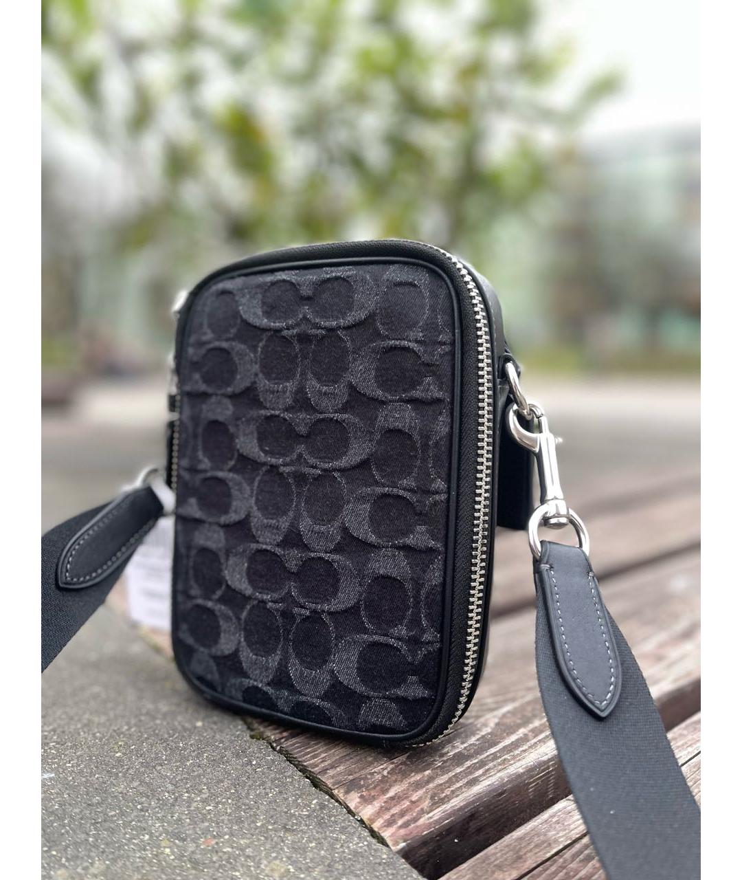 COACH Черная кожаная барсетка, фото 3