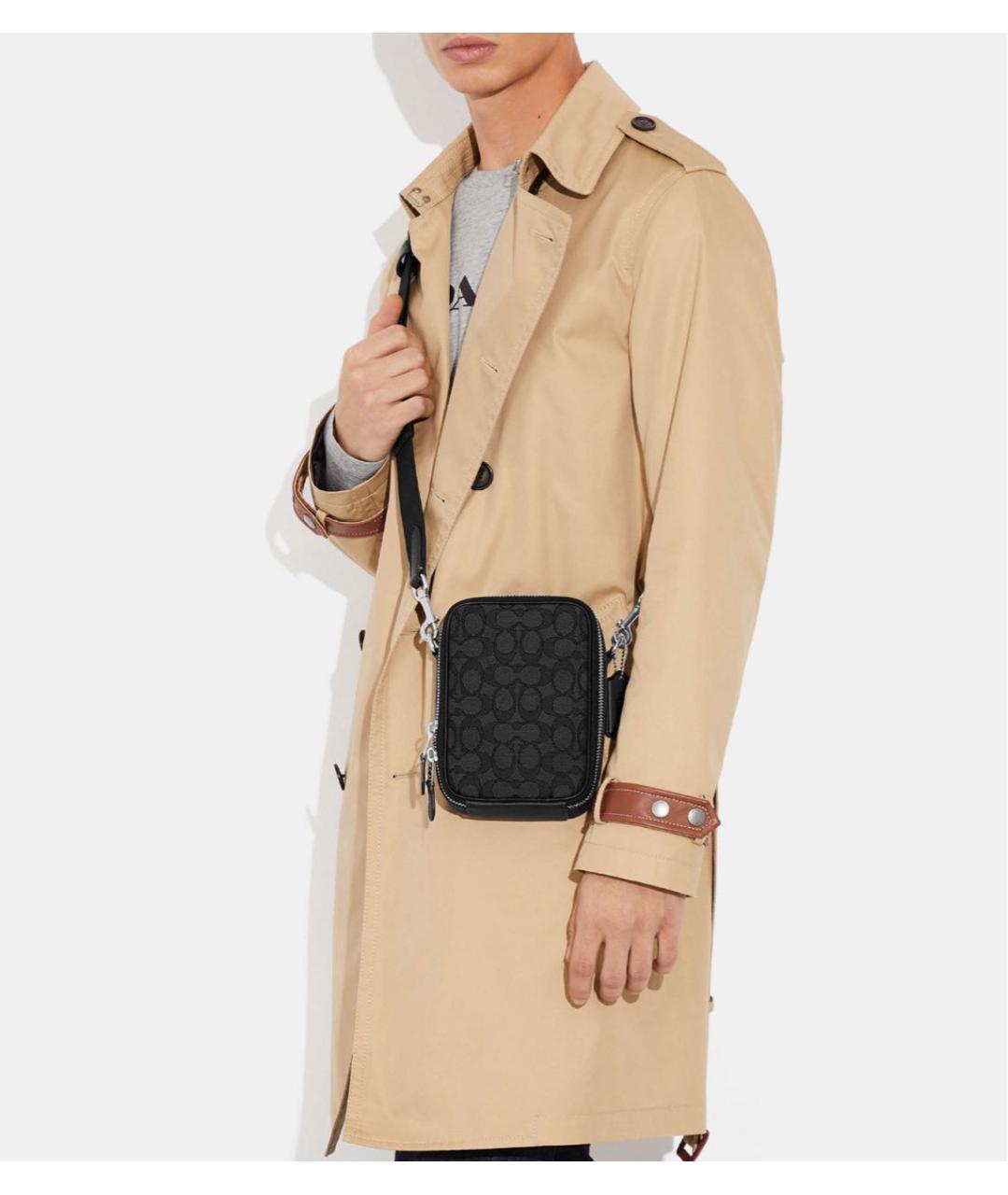 COACH Черная кожаная барсетка, фото 2