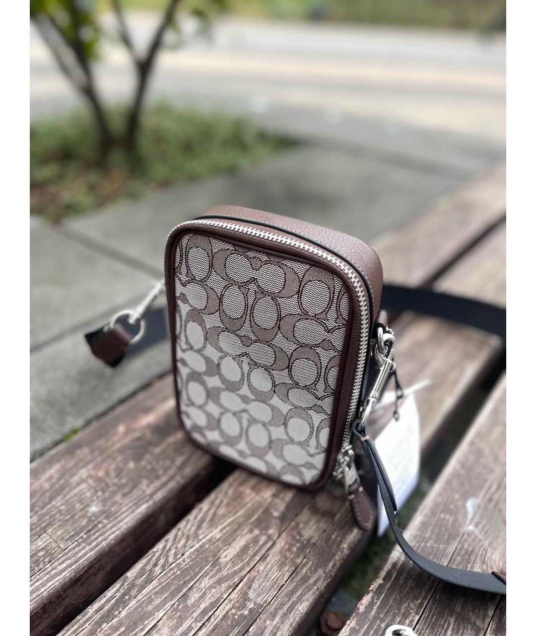 COACH Коричневая кожаная сумка на плечо, фото 3