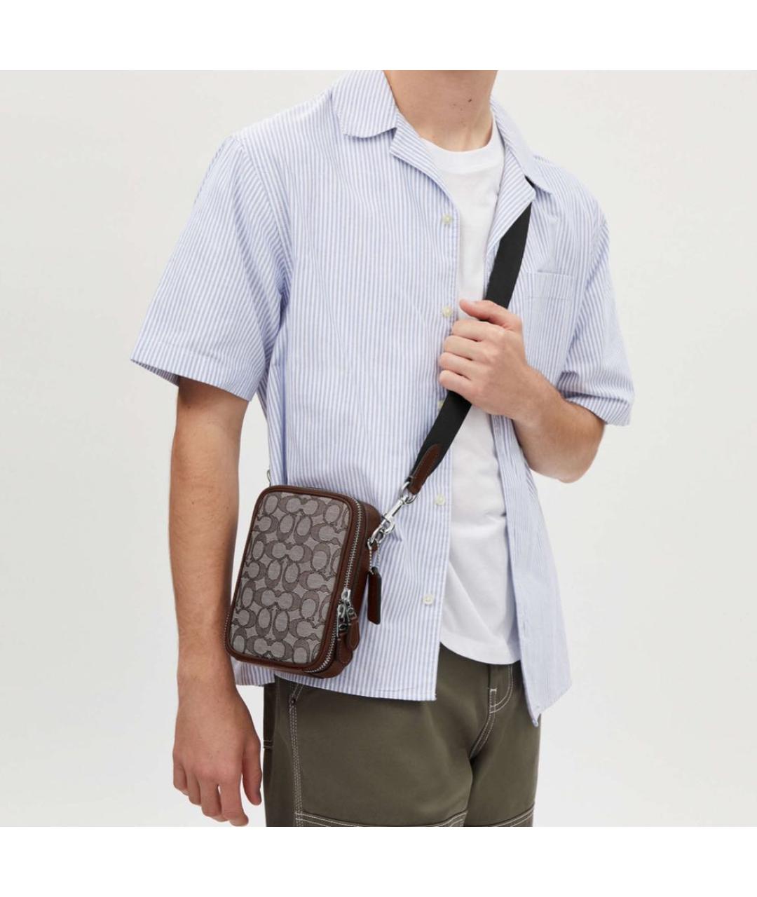 COACH Коричневая кожаная сумка на плечо, фото 2