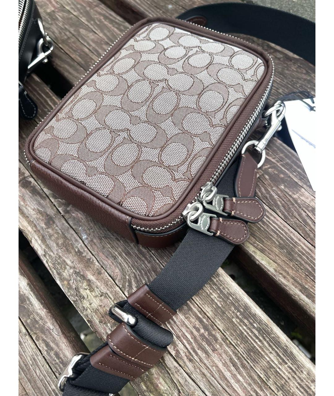 COACH Коричневая кожаная сумка на плечо, фото 4