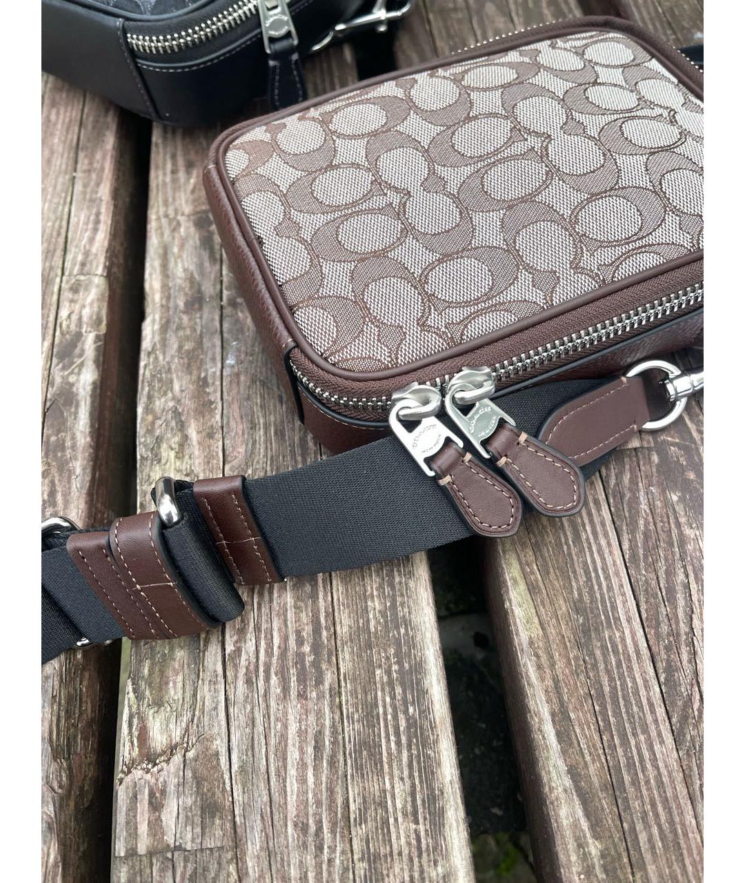 COACH Коричневая кожаная сумка на плечо, фото 5