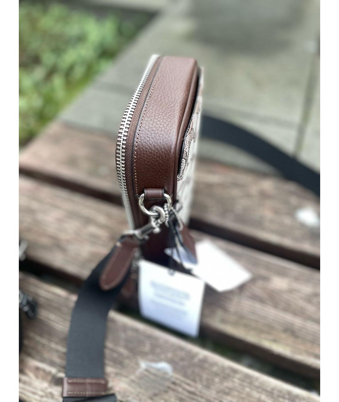 COACH Коричневая кожаная сумка на плечо, фото 6